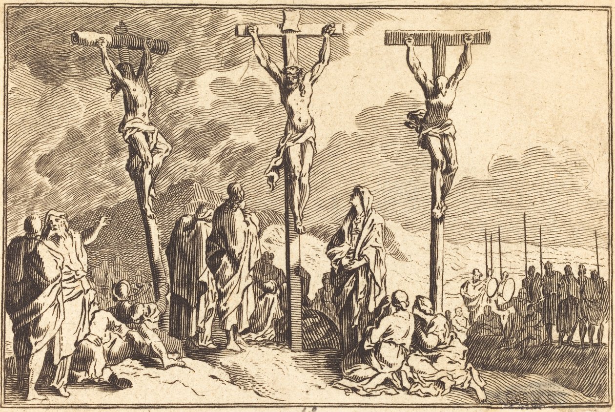 Jomfruen, Sankt Johannes og Maria Magdalena ved korsets fod af after Sébastien Le Clerc I