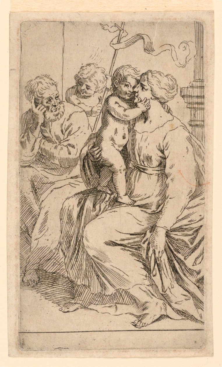 Den hellige familie med Sankt Johannes af after Simone Cantarini