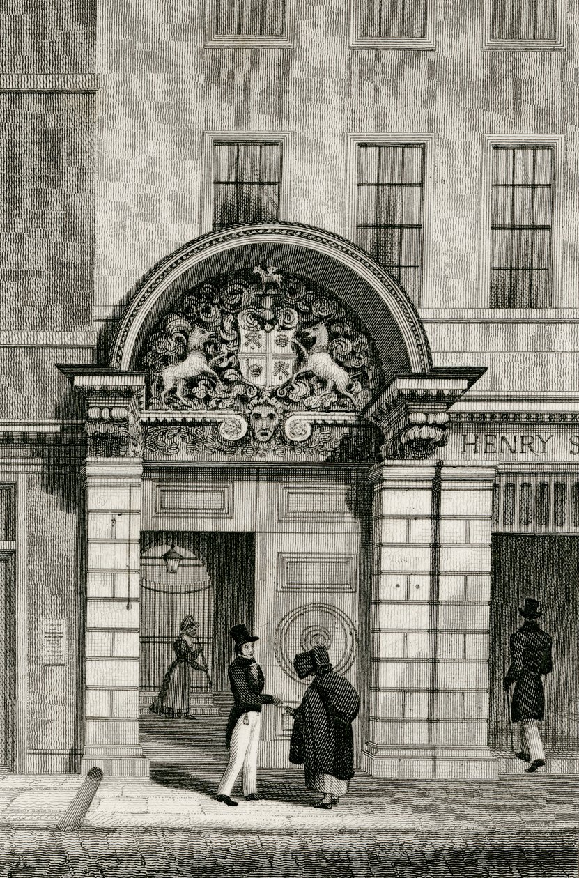 Barber Surgeons Hall, Monkwell Street, 1830 af Thomas Hosmer after Shepherd