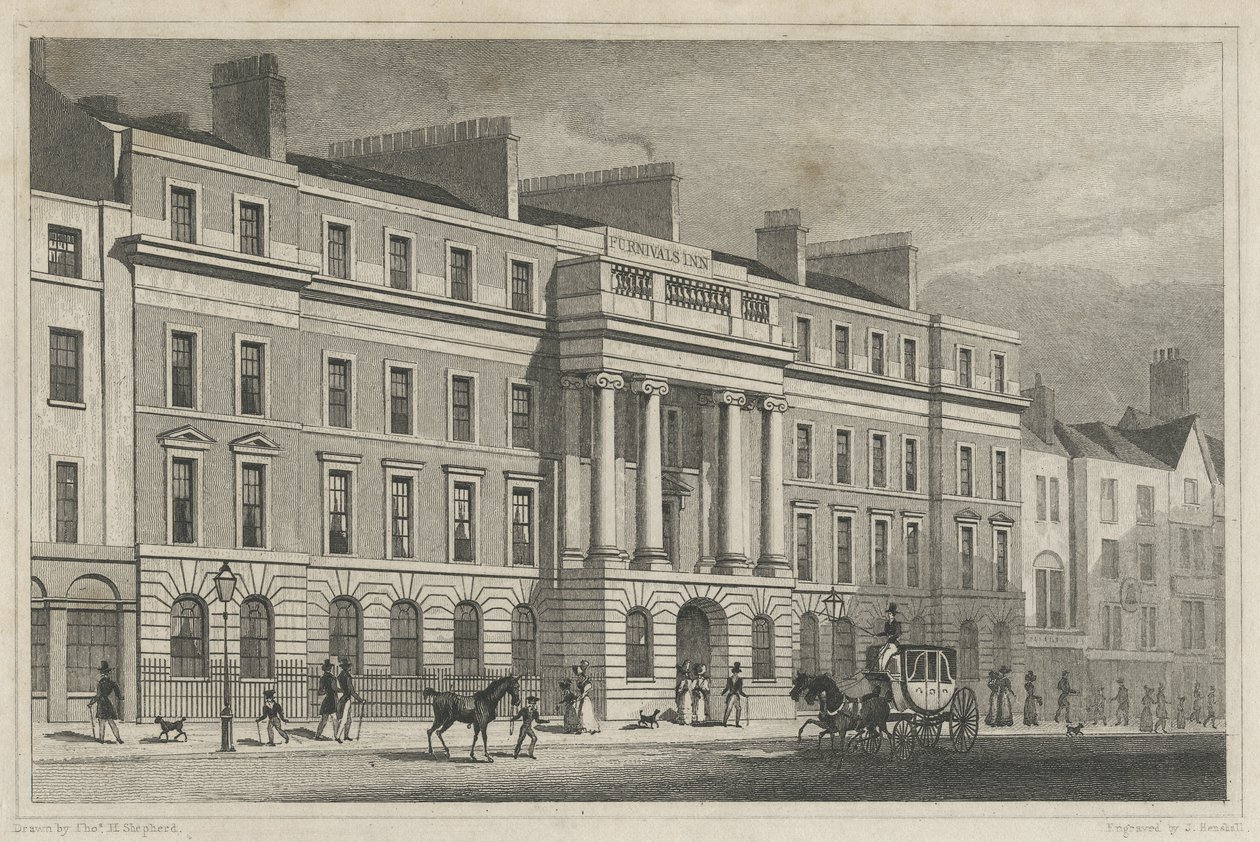 Furnivals Inn Holborn, 1825 af Thomas Hosmer after Shepherd