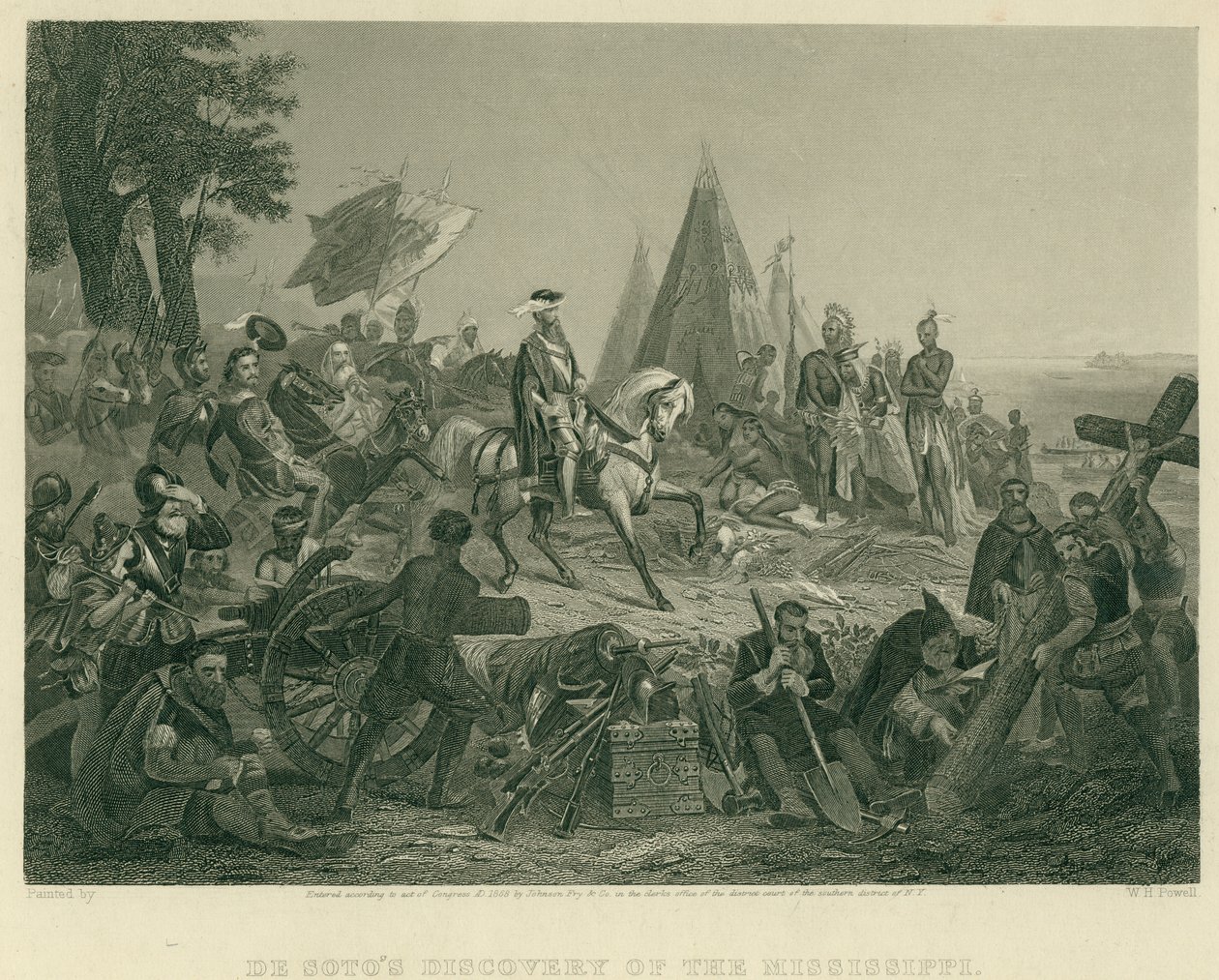 De Sotos opdagelse af Mississippi af after W.H. Powell