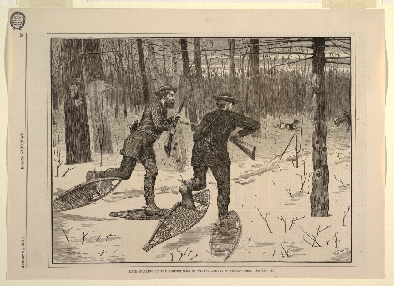 Deer-Stalking i Adirondacks om vinteren, fra hver lørdag den 21. januar 1871, s. 57 af after Winslow Homer
