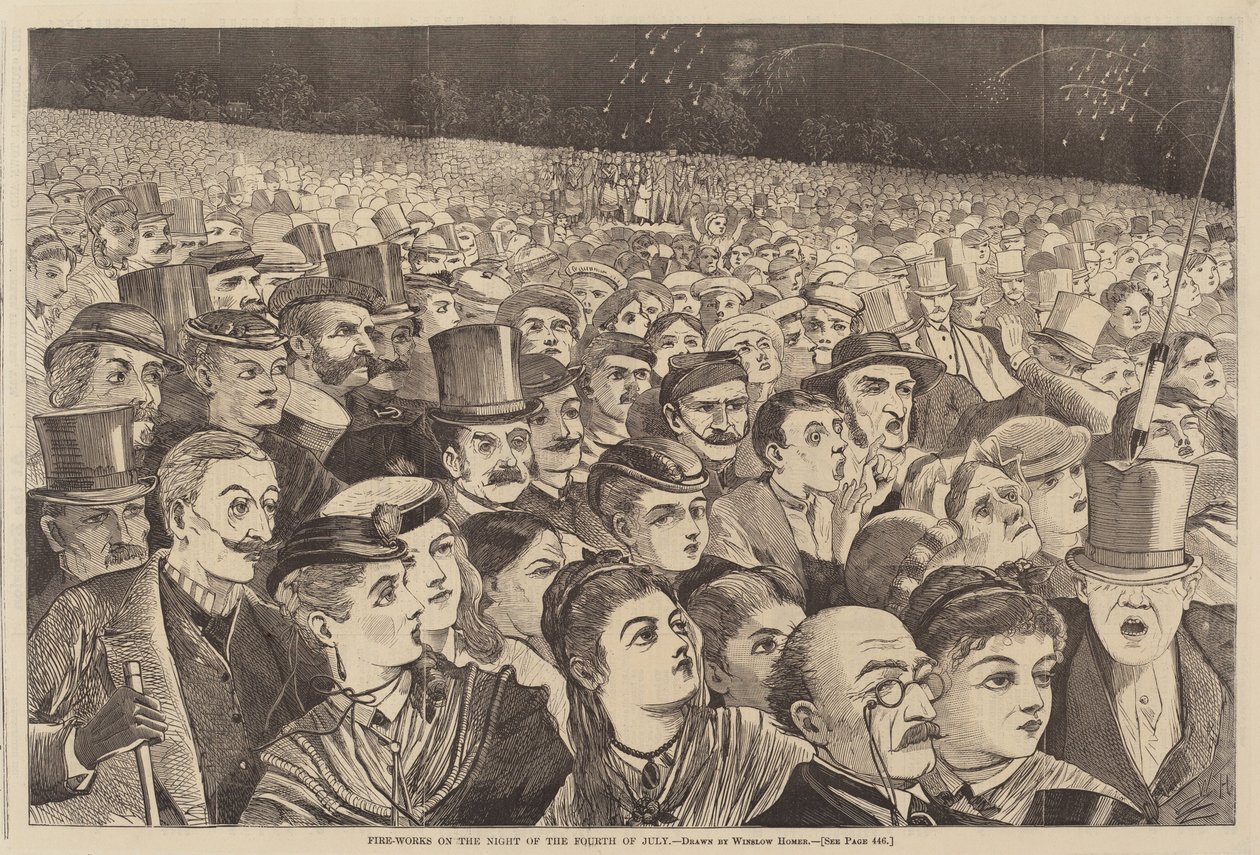 Fyrværkeri om natten til den fjerde juli af after Winslow Homer