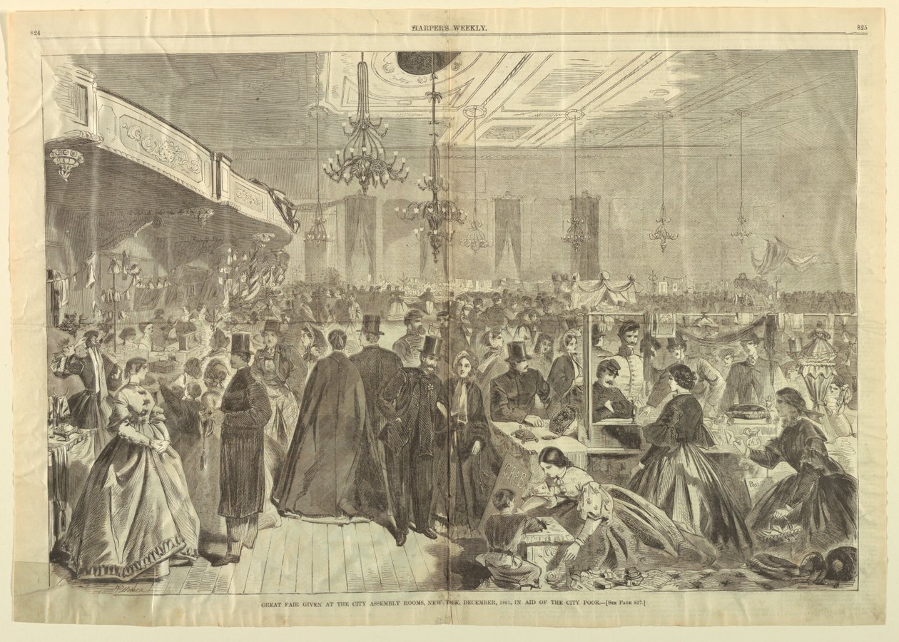 Stor messe givet i City Assembly Rooms, New York, december 1861, i Aid of City Poor, fra Harper