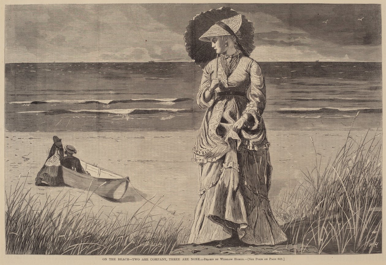 På stranden - To er selskab, tre er ingen af after Winslow Homer