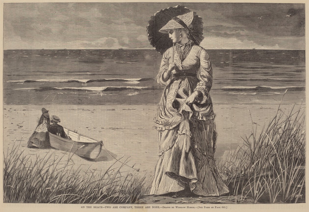 På stranden - To er selskab, tre er ingen af after Winslow Homer