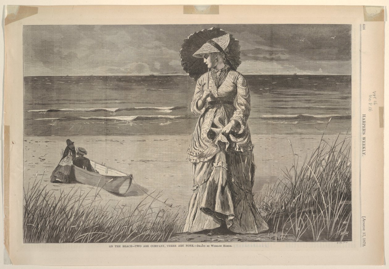 "På stranden, to er selskab, tre er ingen" af after Winslow Homer