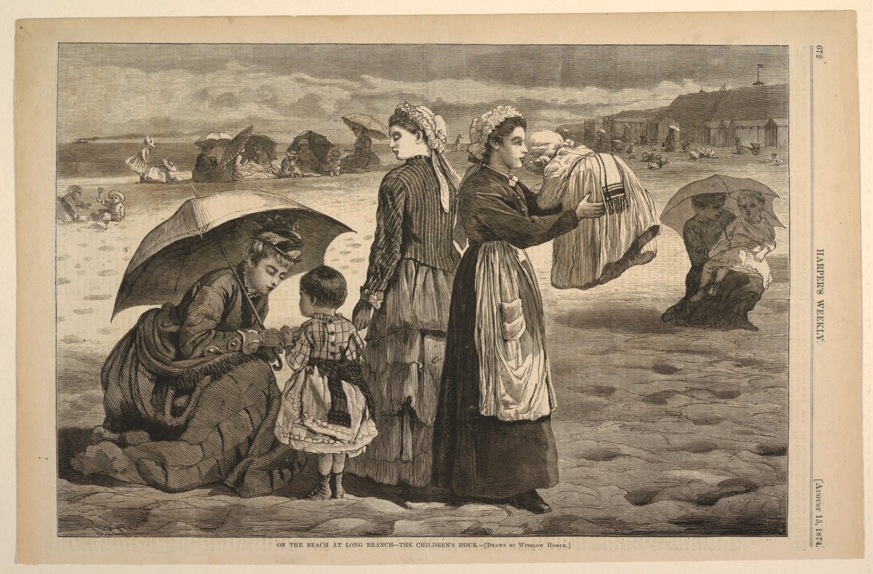 På stranden ved Long Branch – Børnetiden af after Winslow Homer