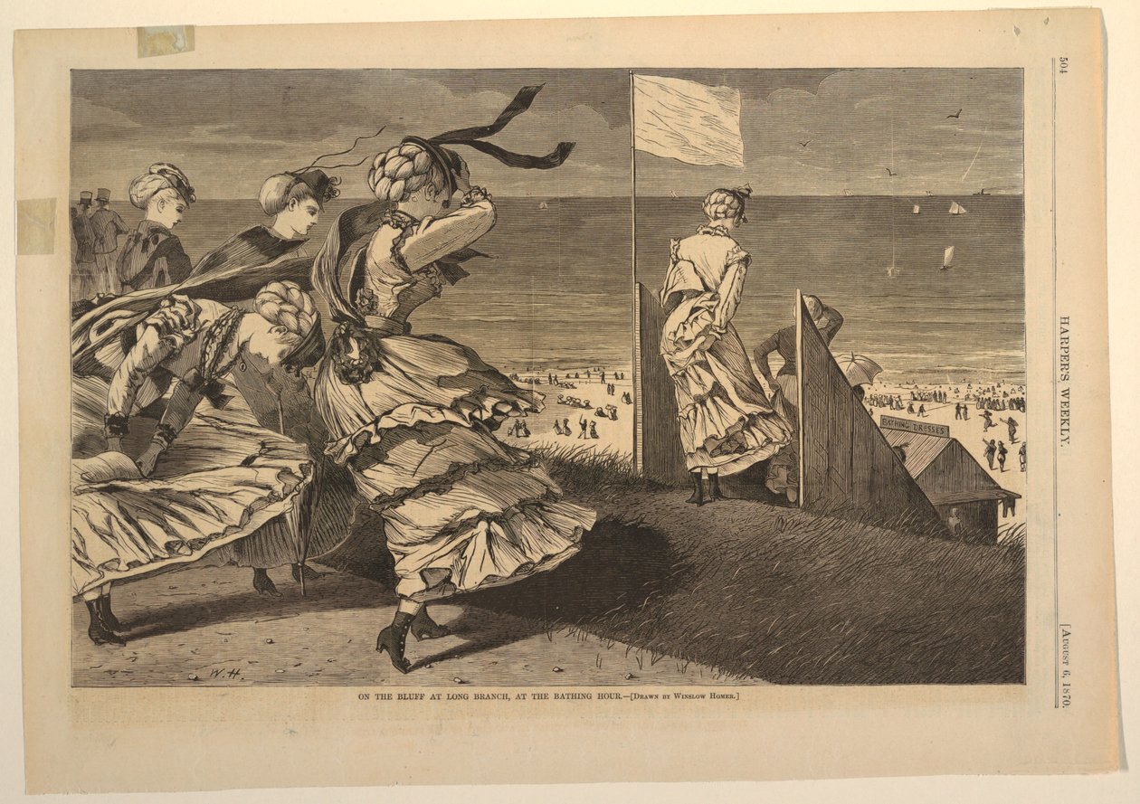 "On the Bluff at Long Branch, at the Bading Hour" af after Winslow Homer