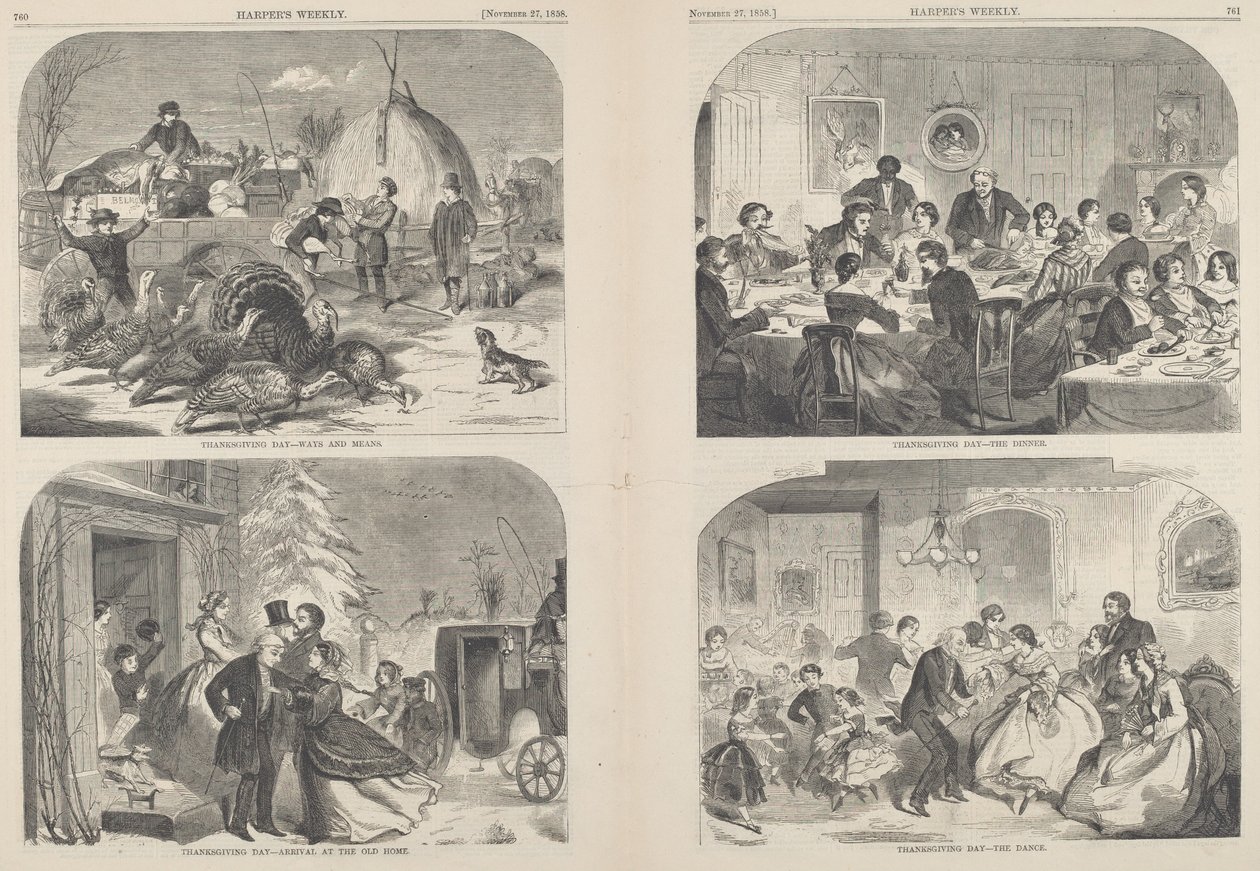 Thanksgiving Day - Ways and Means [øverst til venstre] af after Winslow Homer