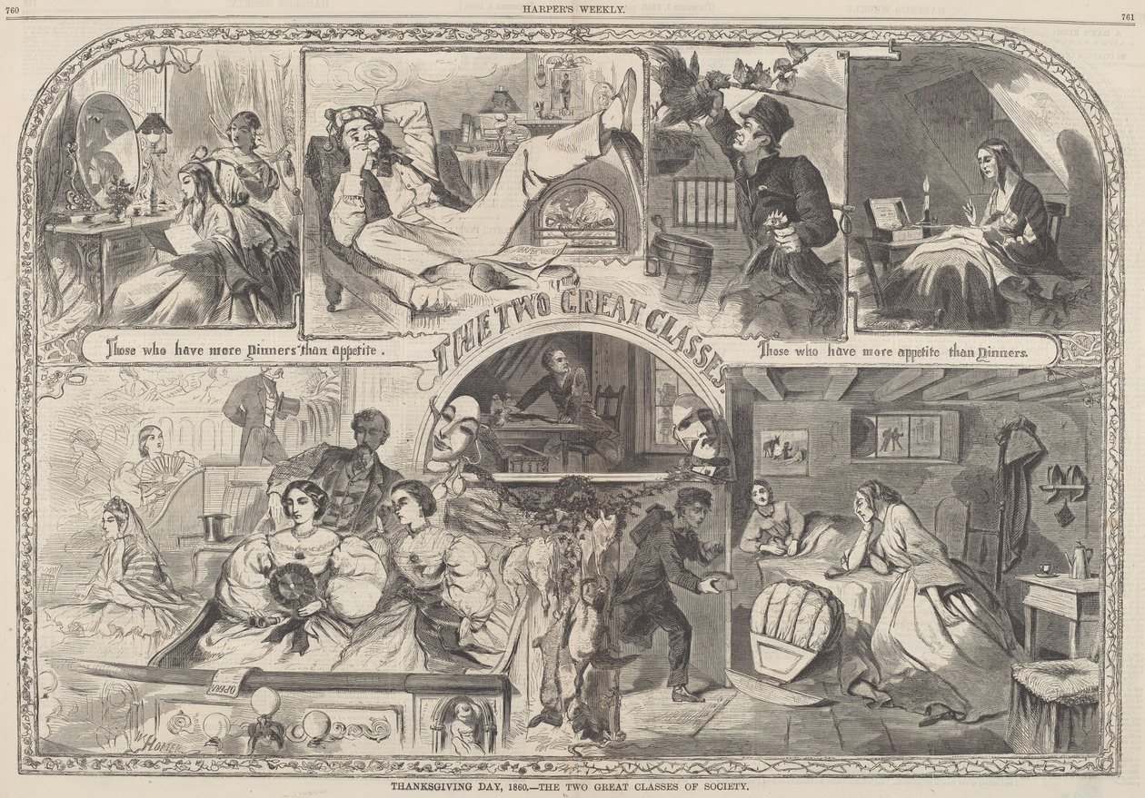 Thanksgiving Day, 1860 - Samfundets to store klasser af after Winslow Homer