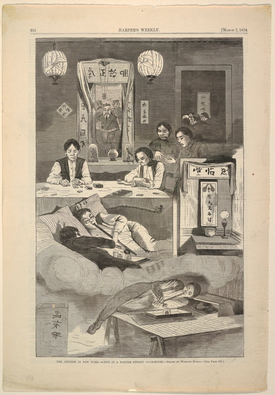 Kineserne i New York – Scene i et Baxter Street Club-House af after Winslow Homer