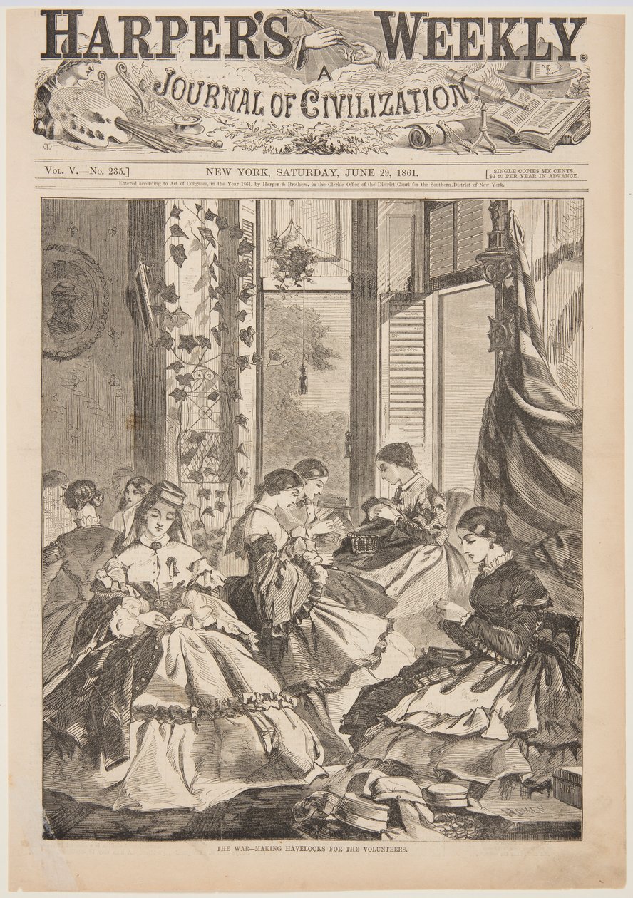 The War - Making Havelocks for the Volunteers, fra Harper