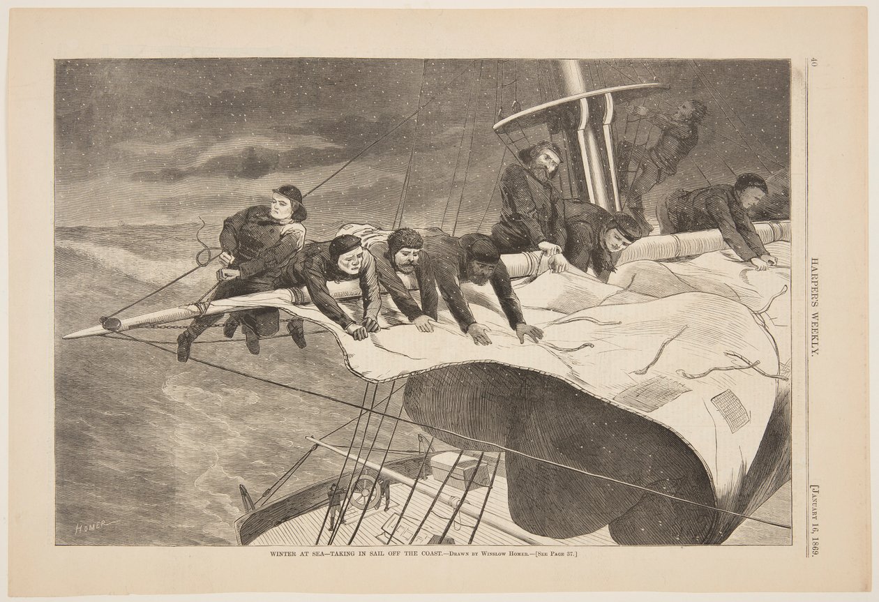 Vinter til søs – Indtog sejl ud for kysten af after Winslow Homer