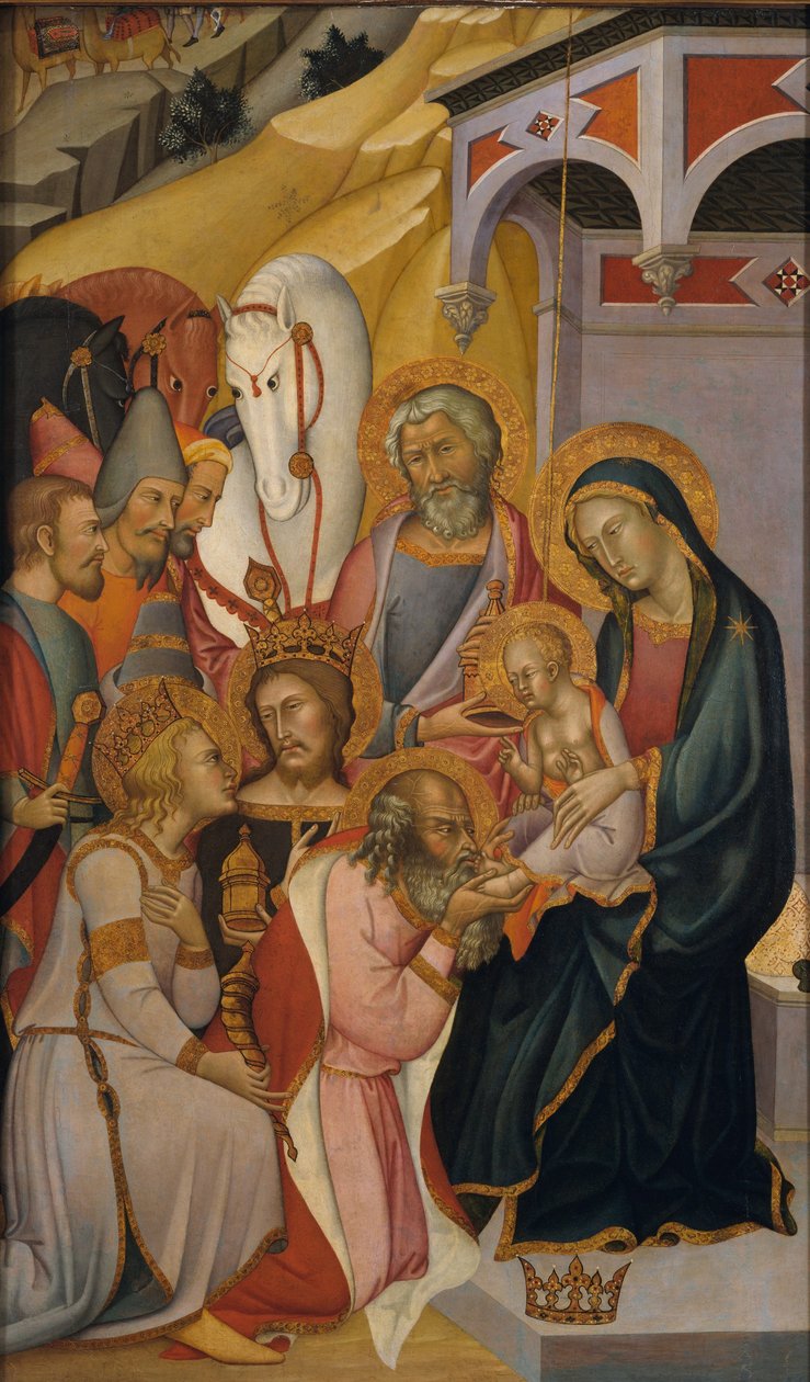 Magiernes tilbedelse, ca. 1390 (tempera og guld på træ) af also Manfredi de Battilori Bartolo di Fredi