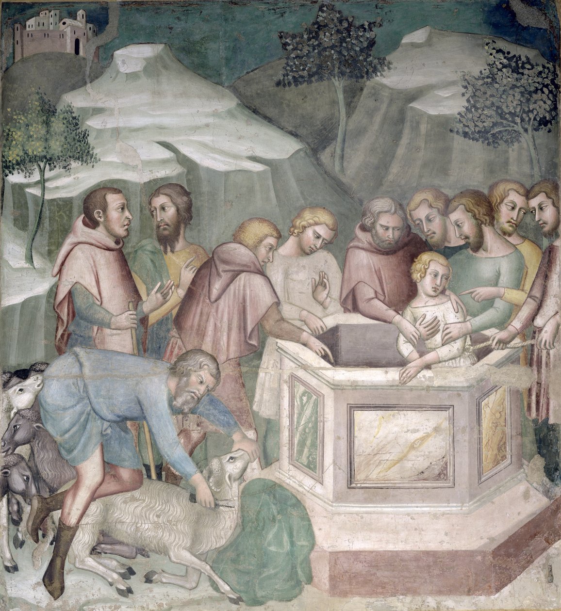 Joseph kastet i en brønd af sine brødre af also Manfredi de Battilori Bartolo di Fredi