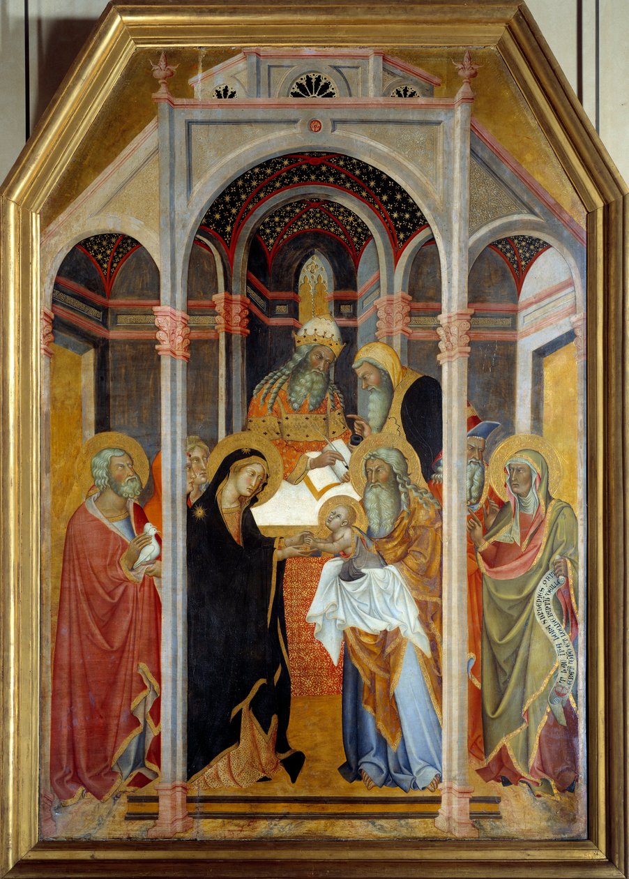 Præsentation ved tempelmaleriet på træ af Bartolo di Fredi (1330-1410) 1300-tallet søn. 1,9x1,25 m af also Manfredi de Battilori Bartolo di Fredi