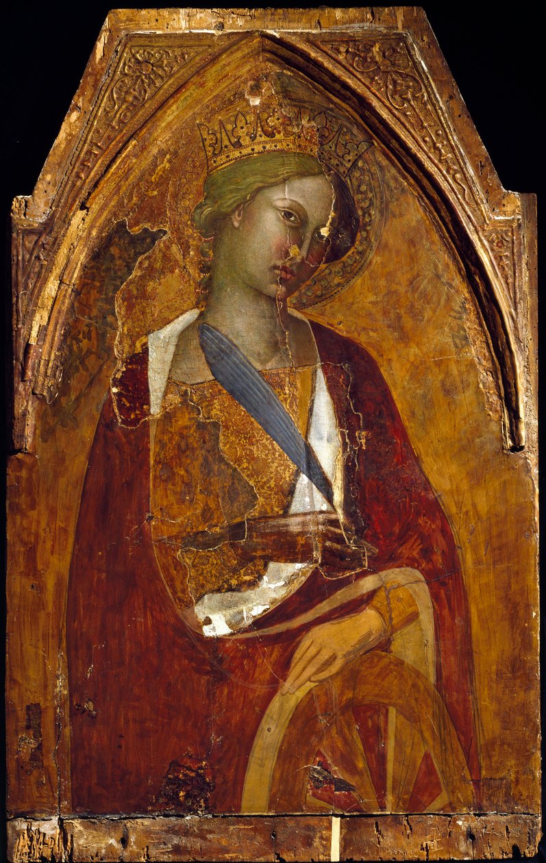 Saint Catherine of Alexandria Maleri af Bartolo di Fredi (ca. 1330-1410) 1390 Dim 83x52,5 cm Assisi, Museum of the Treasury of the Basilica of San Francesco. Perkins College af also Manfredi de Battilori Bartolo di Fredi