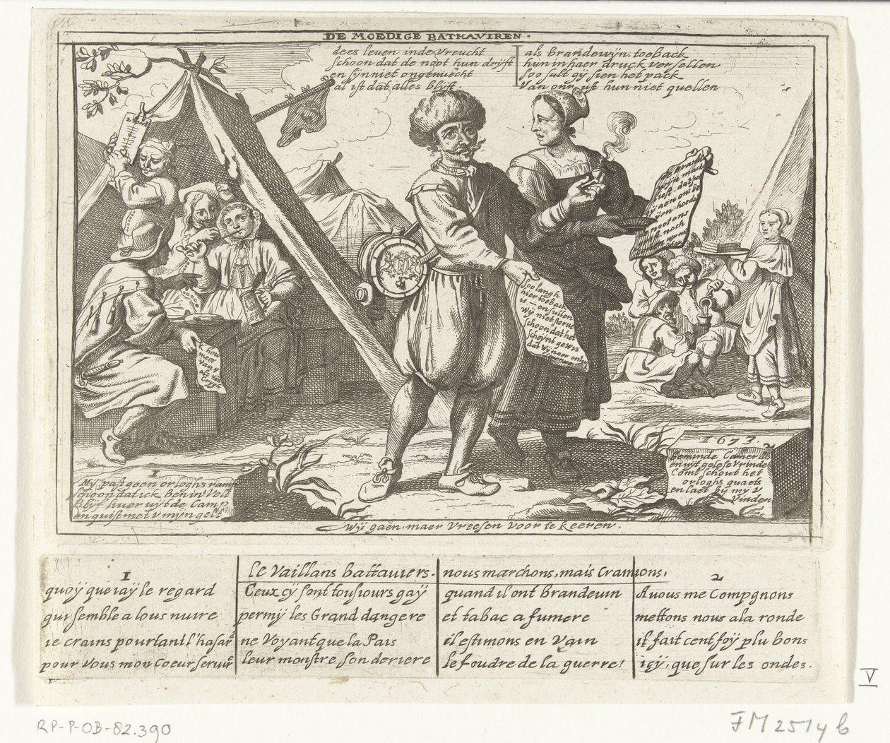 De modige Bataverne, 1673 The Brave Bathaviers / Le Vaillans battaviers (titel på objekt) Seks franske tegnefilm af hollænderne fra 1673 (serietitel) af anonymous (possibly)