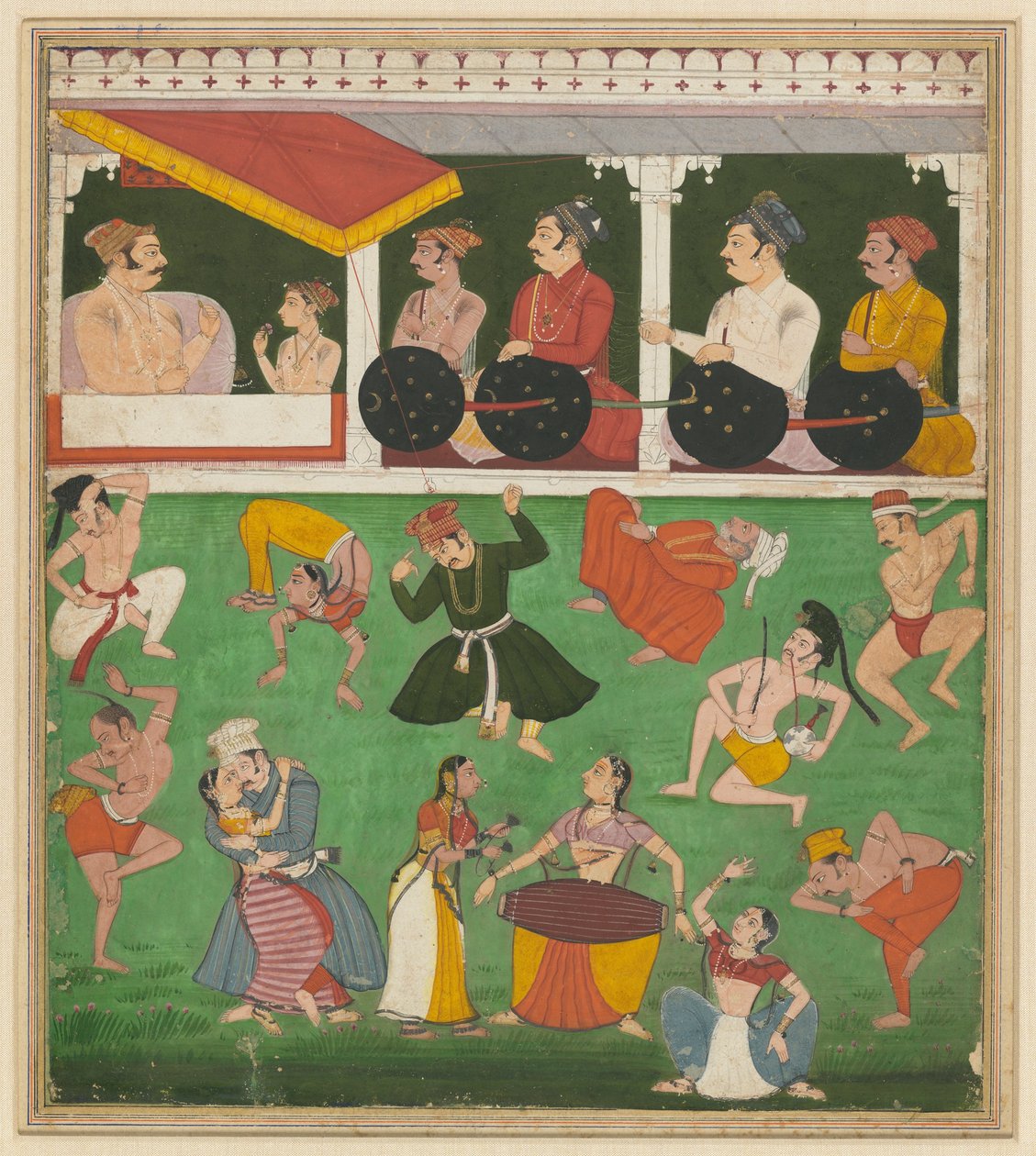Amar Singh II (som prins) og hans far ser underholdning af anonymous 