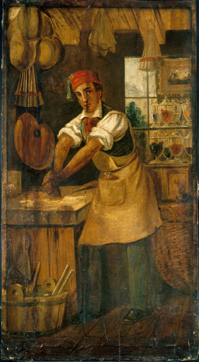 Fransk: Au bon broyeur. Skilt for en farvehandler. Rue Saint-Martin, derefter rue Saint-Denis (tidligere Maison Picou), 1. arrondissement, Paris af anonymous 