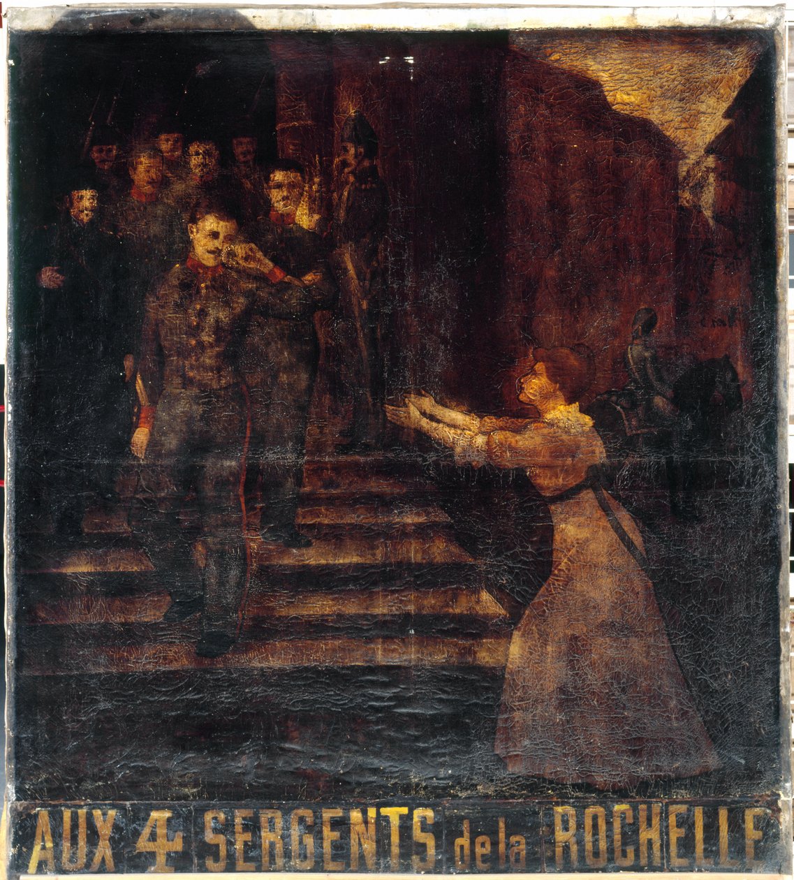 Fransk: Aux quatre sergents de La Rochelle (II). Værtshusets skilt. 3, boulevard Beaumarchais, 11. arrondissement, Paris af anonymous 