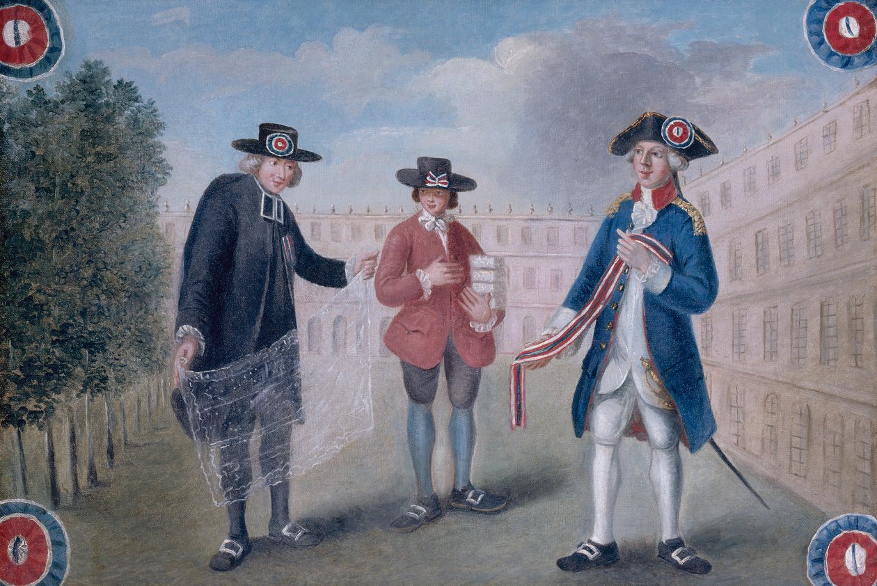 Fransk: Aux trois ordres. Skilt for en kokardehandler i Palais-Royal. Palais-Royal, 1. arrondissement, Paris af anonymous 