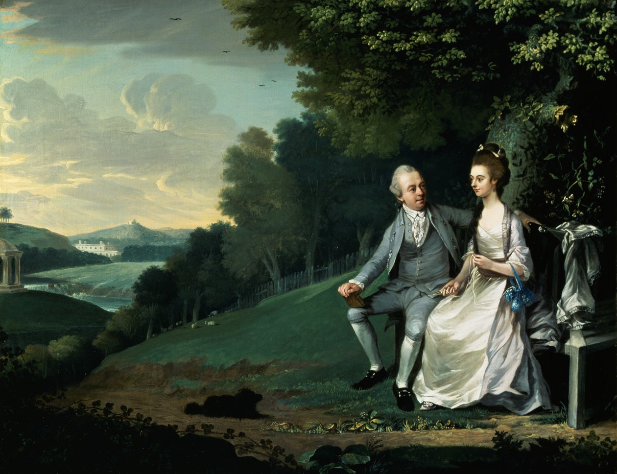 Portræt af et par, der siges at være Sir Francis og Lady Dashwood i Wycombe Park af anonymous 