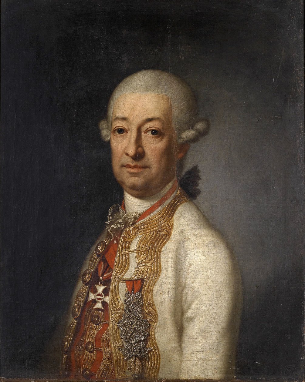 Portræt af k. k. Feltmarskal Prins Franz Ulrich Kinsky von Wchinitz und Tettau (1726-1792) med Kommandørkorset af Maria Theresa Ordenen, på bagsiden Johann Baptist Lampi d. EN. tilskrevet af anonymous Austrian