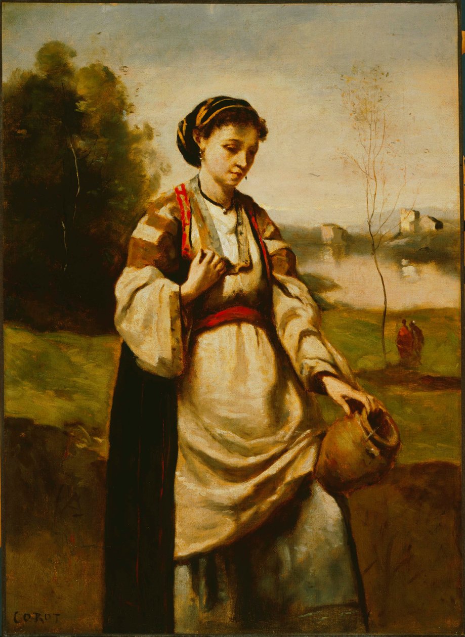Kvinde med vandkrukke af Jean Baptiste Camille Corot