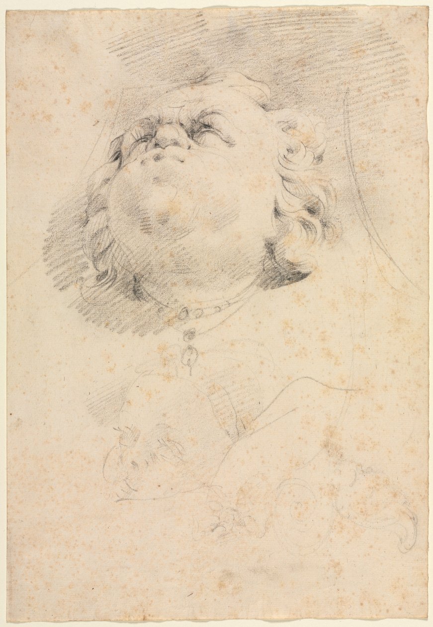 Skitse af et hoved efter Giambolognas Neptunfontæne af attributed to Christophe Veyrier