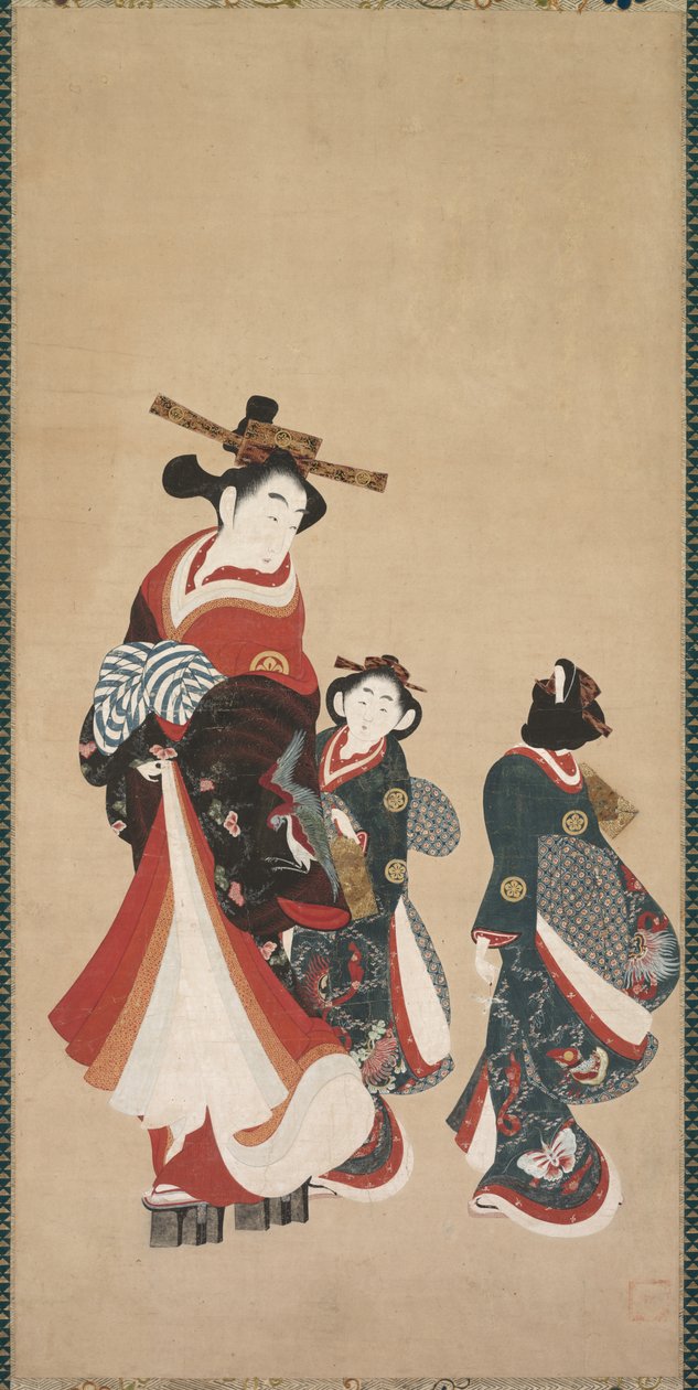 Kurtisane og ledsagere af attributed to Engetsudō