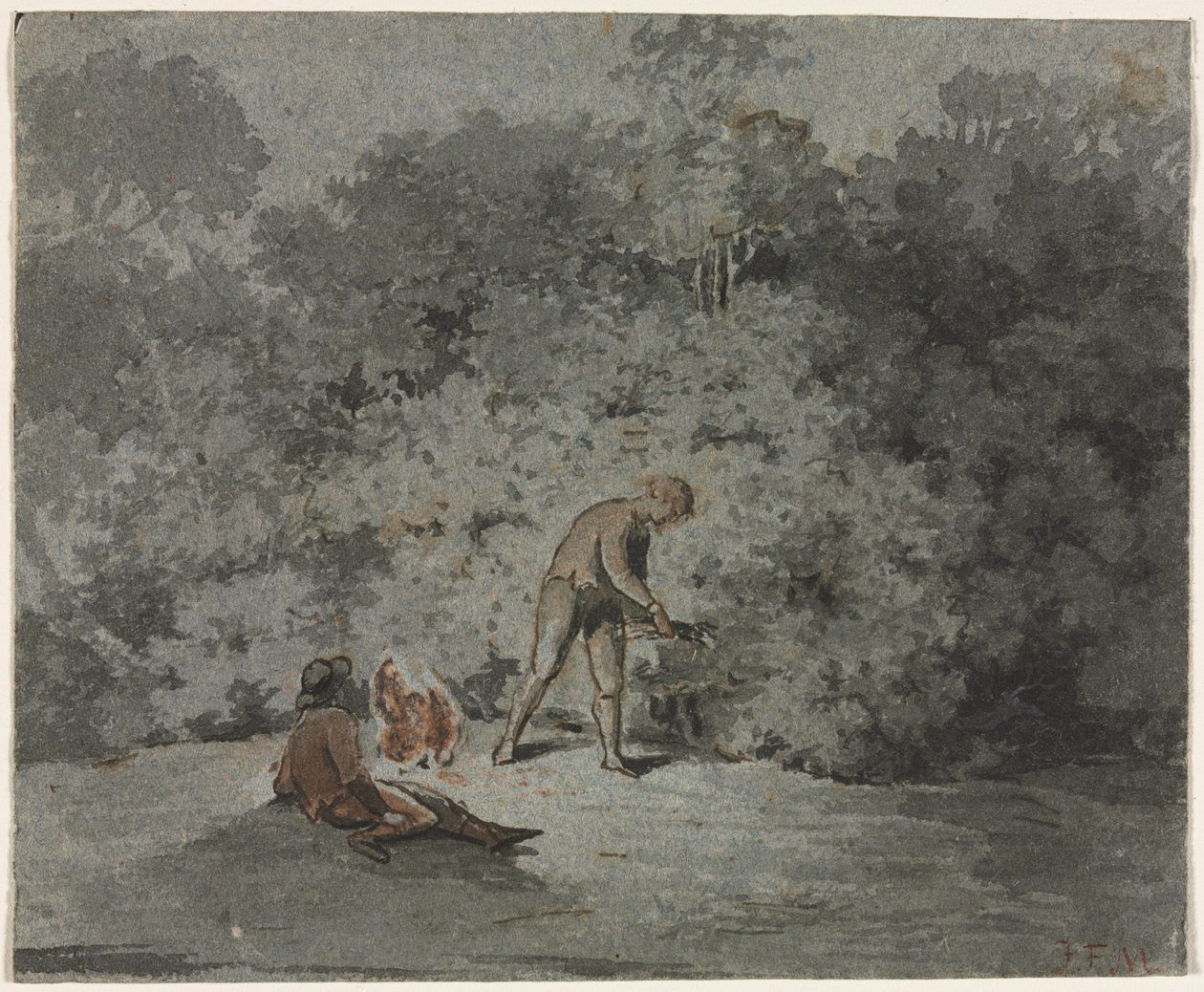 Twig Gatherer (rekto) af attributed to Francisque Millet
