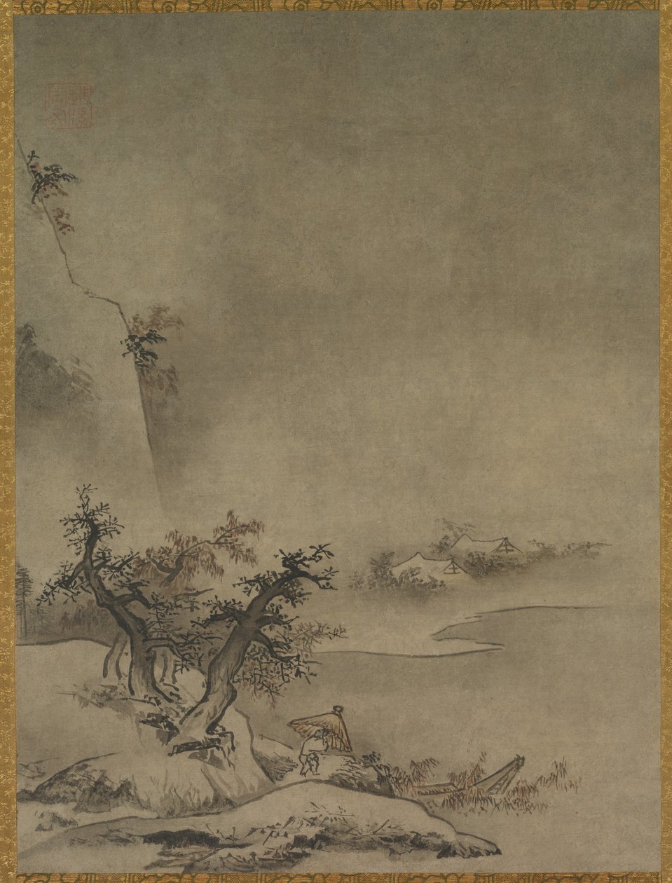 Kinesisk tjener går i regnen af attributed to Gakuō Zōkyū