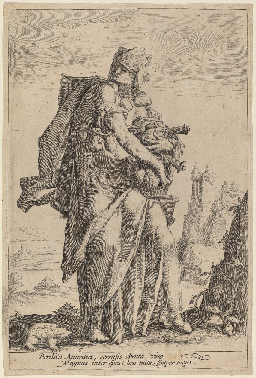 Girighed af attributed to Jacob Matham, after Hendrik Goltzius