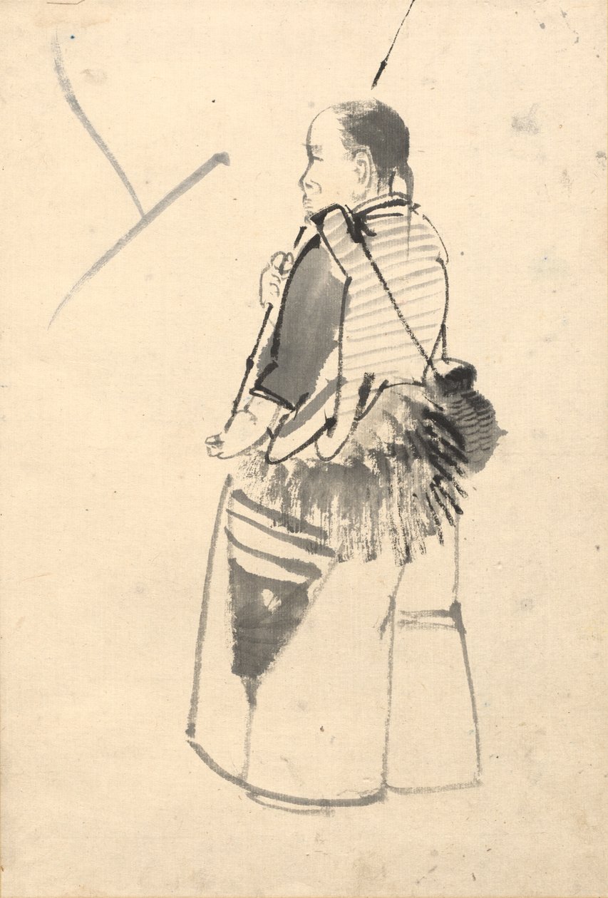 Danser i et fiskerkostume af attributed to Kono Bairei