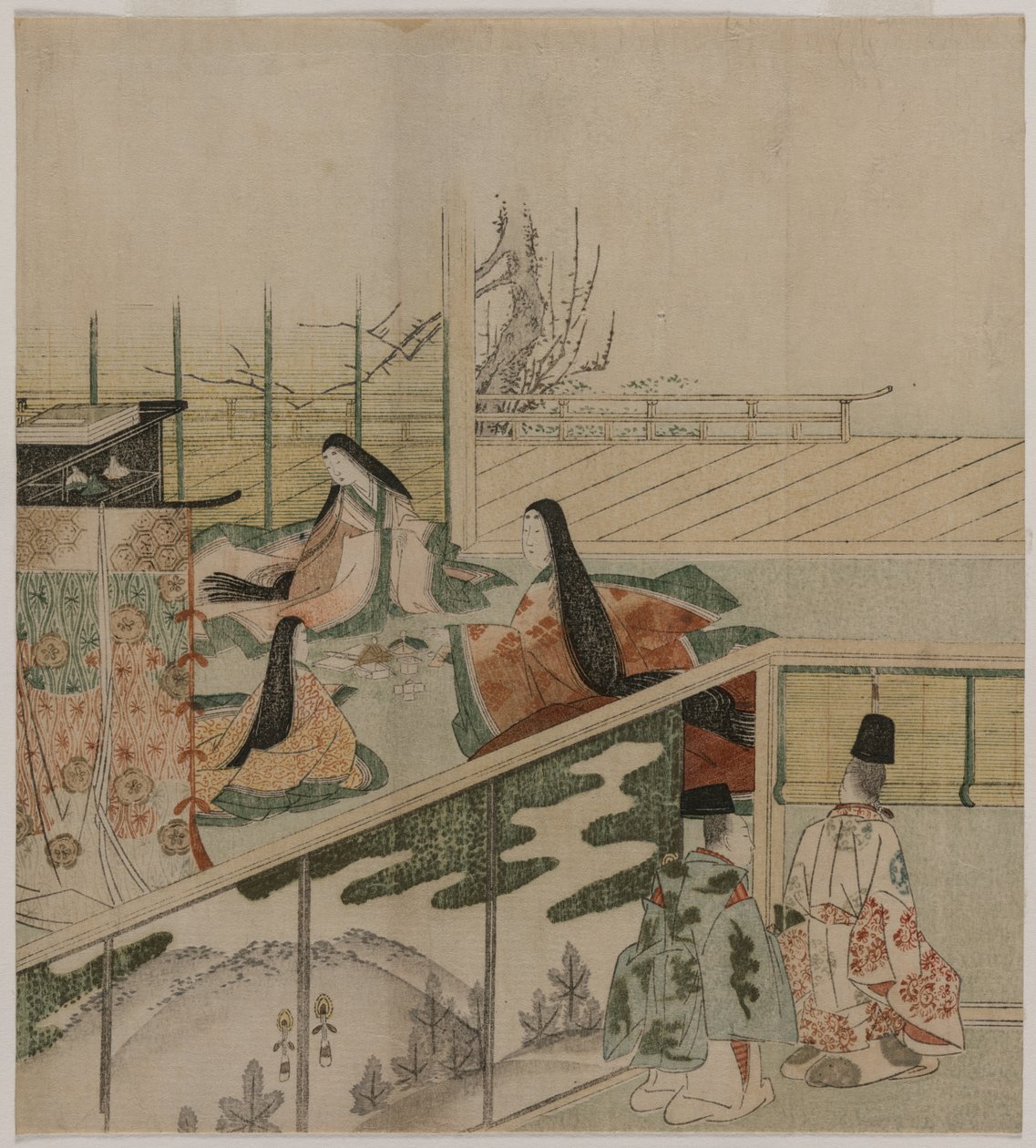 Hofdamer laver dukker af attributed to Kubo Shunman