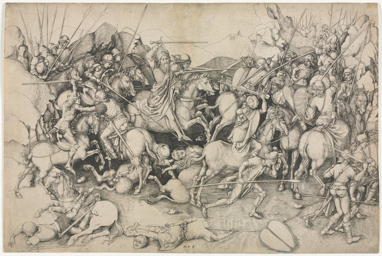 Slaget ved St. James den Store ved Clavijo af attributed to Martin Schongauer