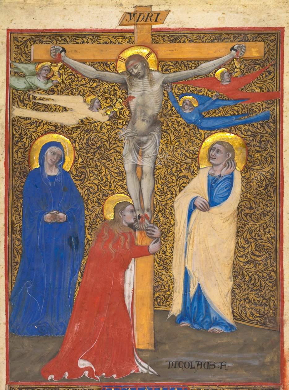 Enkelt blad fra et missal: Korsfæstelsen af attributed to Nicolò da Bologna