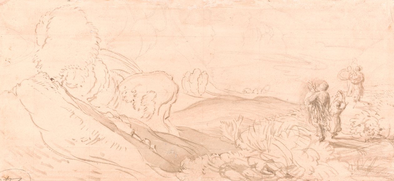 Landskabsskitse af attributed to Samuel Palmer