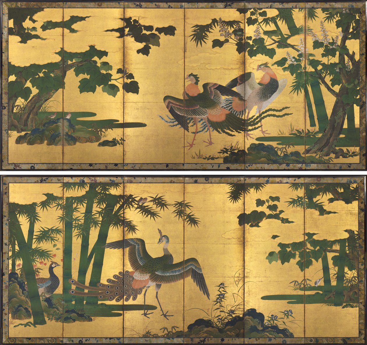 Påfugl og Føniks af attributed to Tosa Mitsuyoshi
