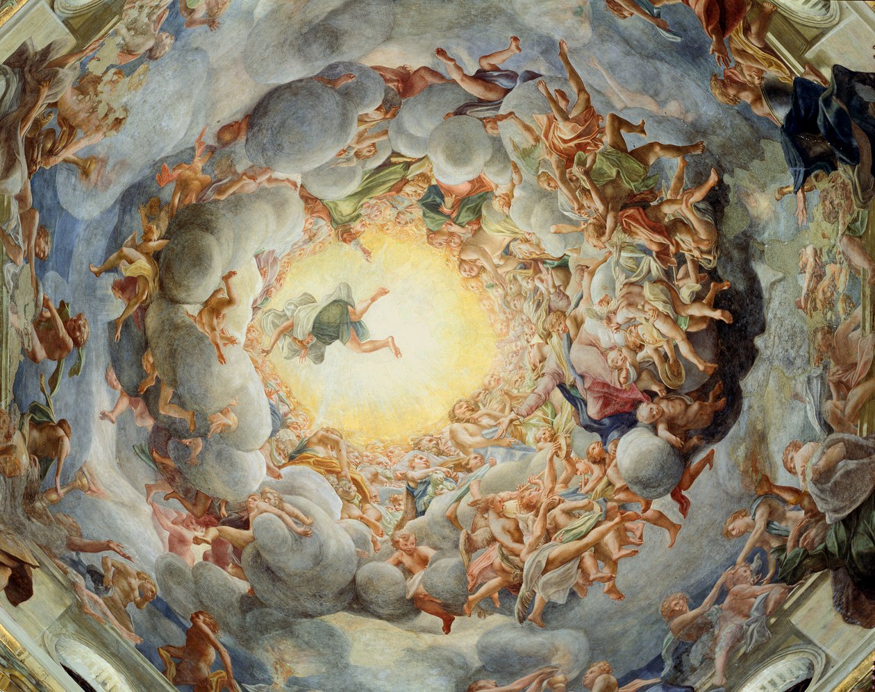 Jomfruens himmelfart, fra kuplens loft, 1526-30 af Antonio da Correggio