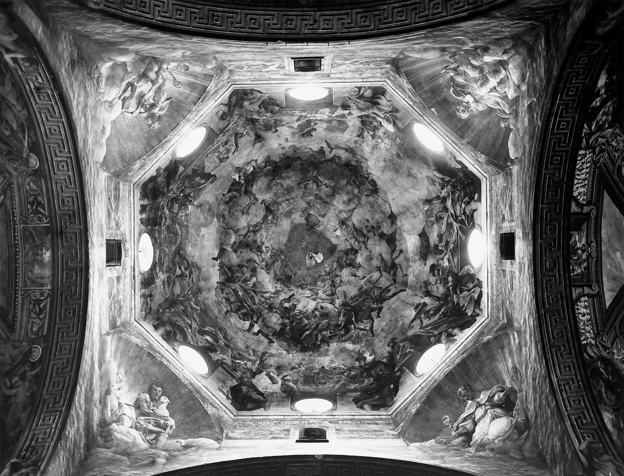 Jomfruens himmelfart, fra kuplens loft, 1526-30 af Antonio da Correggio