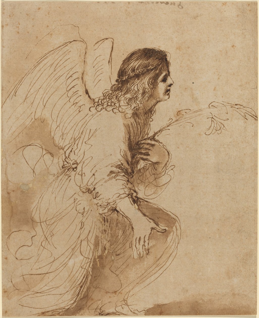 Bebudelsens engel af called Guercino Giovanni Francesco Barbieri