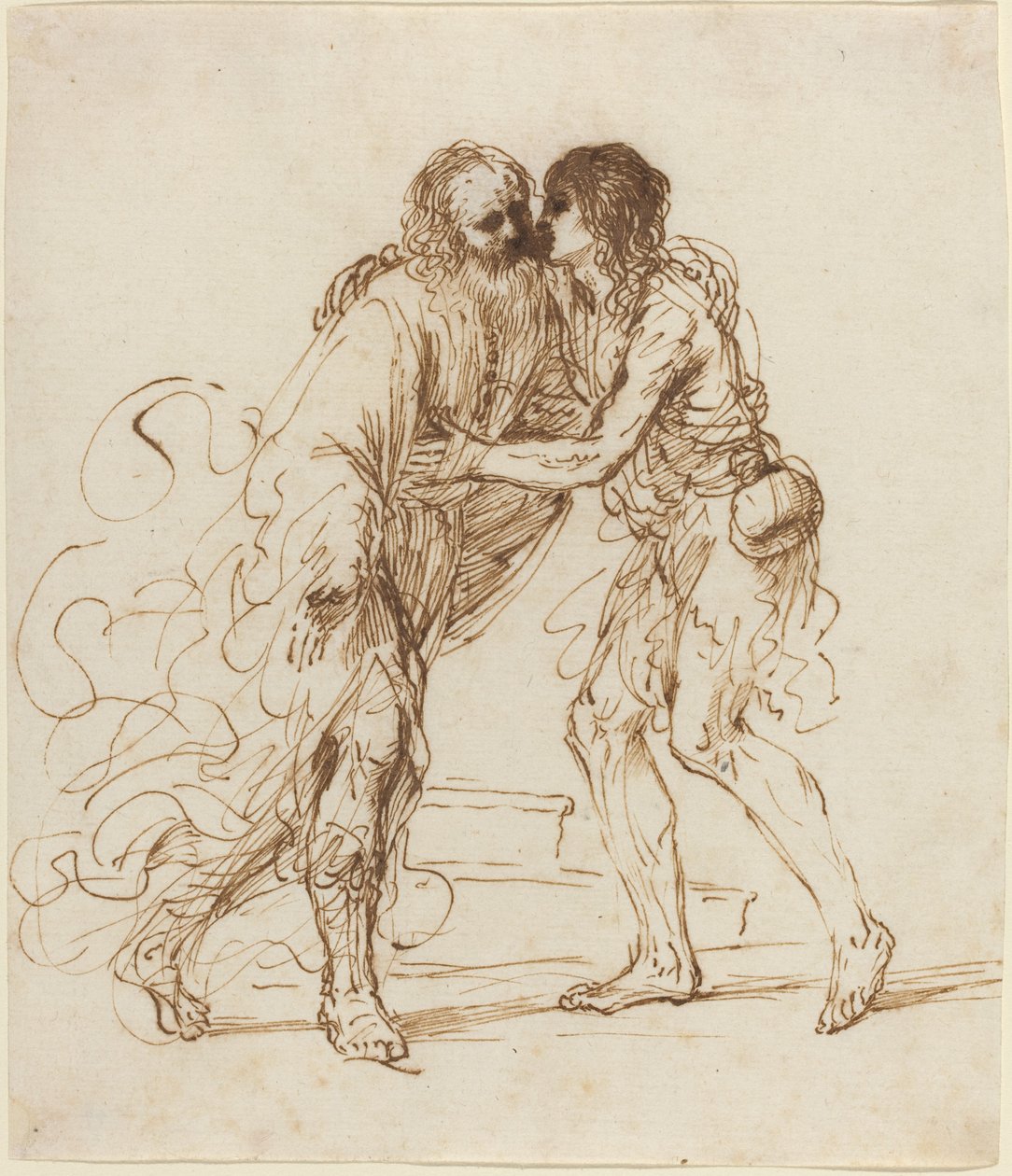 Den fortabte søns tilbagevenden af called Guercino Giovanni Francesco Barbieri