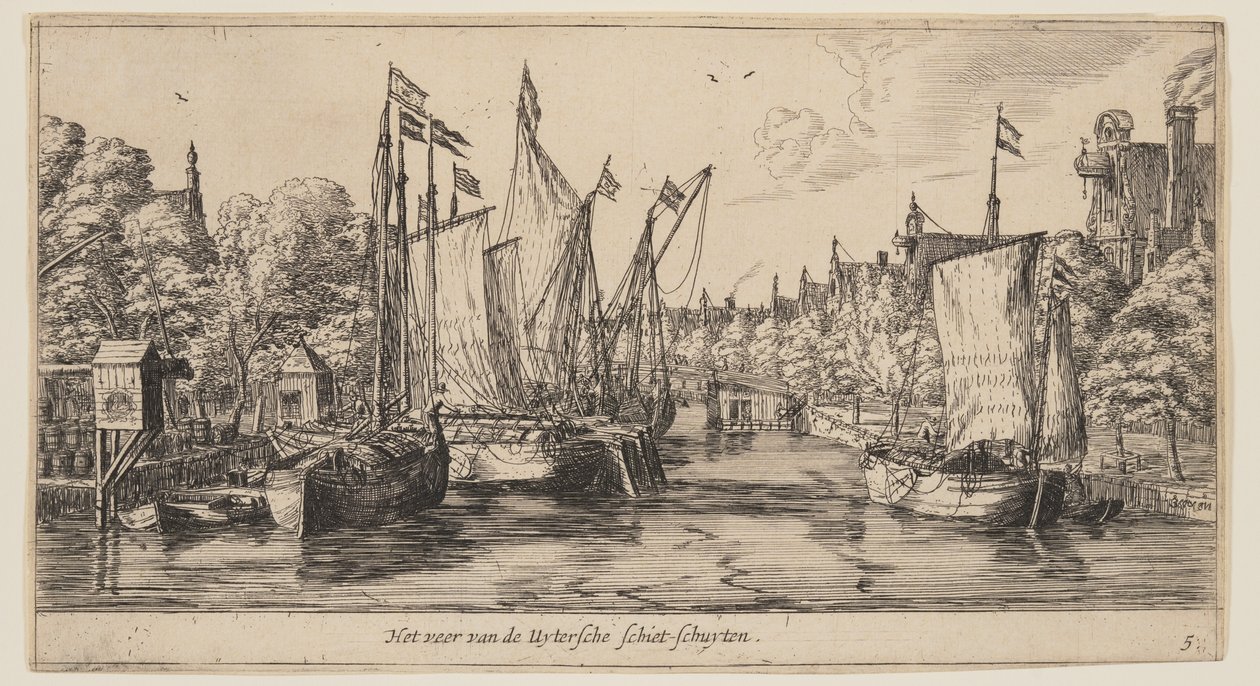 Uytersche Schiet-Schuyten-færgen, fra Views of Amsterdam af called Zeeman Reinier Nooms