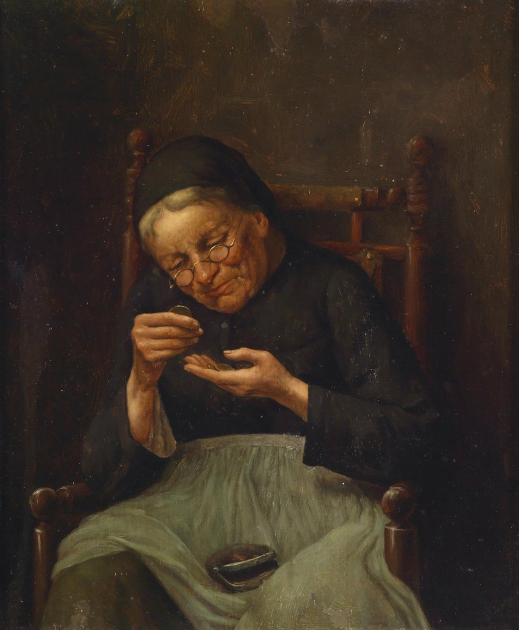 Penge-tællende mor af circle of Johann Georg Meyer