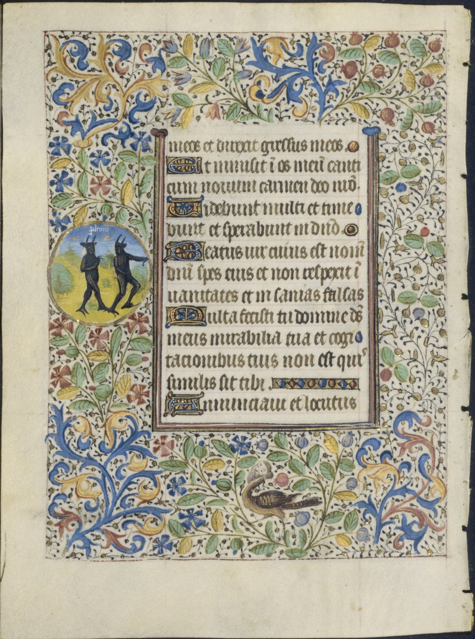 Leaf from a Book of Hours: Two Devils (verso) af circle of Coëtivy Master