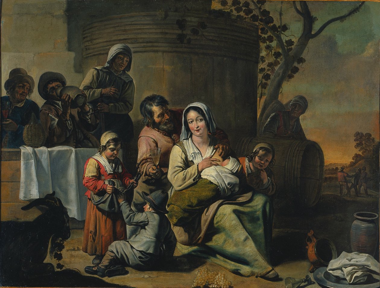 Vintage scene af circle of Le Nain