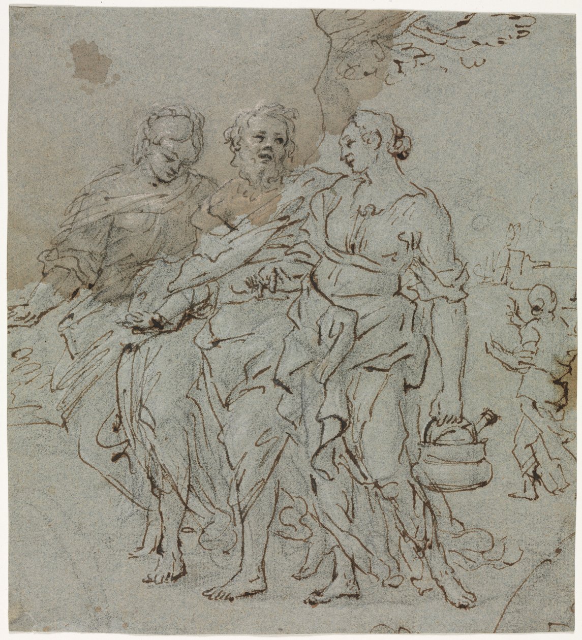 Lot og hans døtre (rekto) af circle of Pietro da Cortona